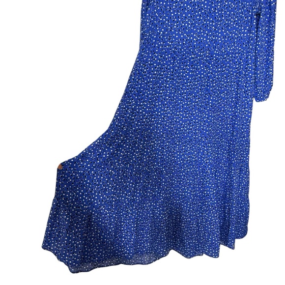 Zara Ruffle Long Sleeve Polka Dot Tiered A-Line Midi Dress Size M Bohemian Blue - Picture 10 of 15